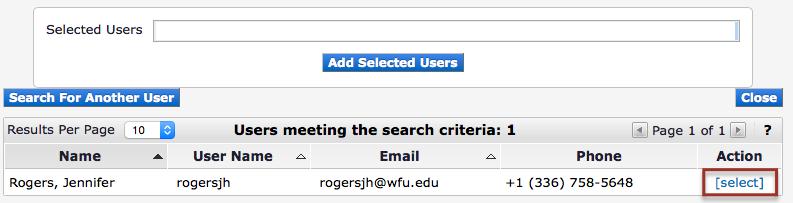 1. Clicking user displays a user search dialog box. Search for the user by name. 2.