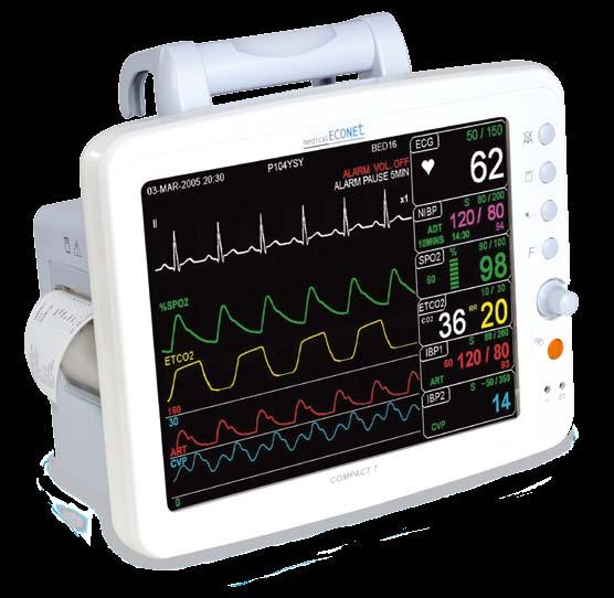 11-5900S Measures NIBP, ECG, pulse rate, respiration, SpO2, temperature (optional), IBP (optional),