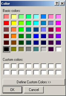 Changing the Pattern Color Creating Mask Patterns Using the Mouse 13. From the View menu, choose Color or click. The Color dialog box opens. 14. Select a color and click OK.