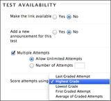 Guide: ETG- 36 Effective: 20 May 2014 Page #: 53 of 74 Option Description the test or survey. Select Allow Unlimited Attempts to allow students to take it as many times as they want.