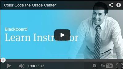 Guide: ETG- 36 Effective: 20 May 2014 Page #: 65 of 74 Watch a Video Tutorial How to Color Code the Grade Center You are able to create rules to apply color to the cells in the Grade Center grid,