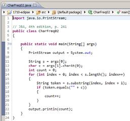 Example Modify CharFreq.java to use command-line arguments.
