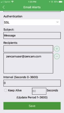 5 Enter Email 5 Enter Recipients In the Username field, enter a valid email address you will be using for email alerts.