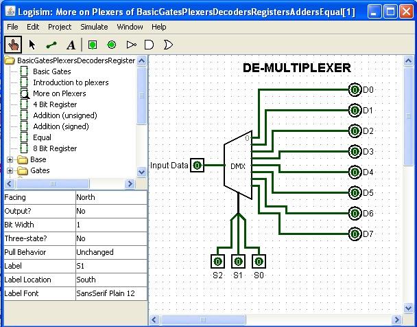 De-Multiplexer with 3 select bits 2log(8) = 3 select