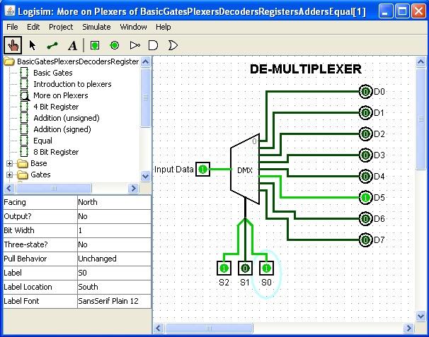 De-Multiplexer with 3 select bits Use the select