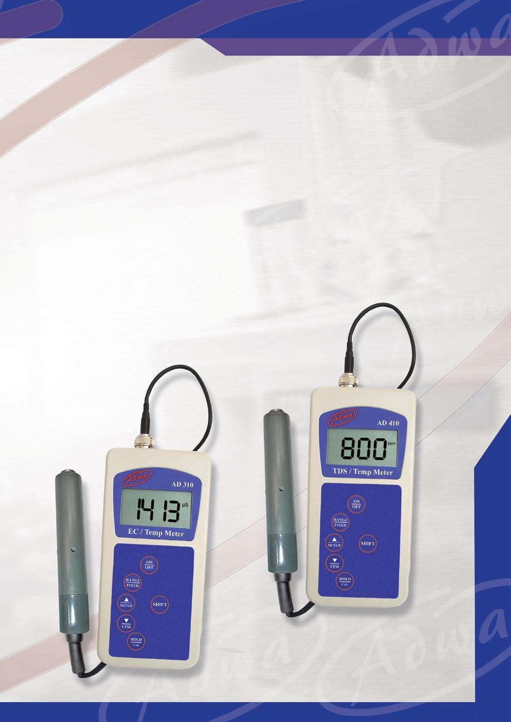AD310-AD410 Standard Professional Conductivity-TDS-arature Portable Meters AD310 and AD410 are portable microprocessor-based instruments for measuring EC or TDS, and temperature.