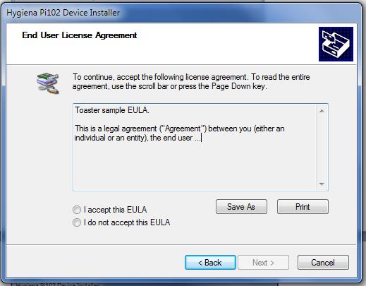 the end user license agreement on the pop up
