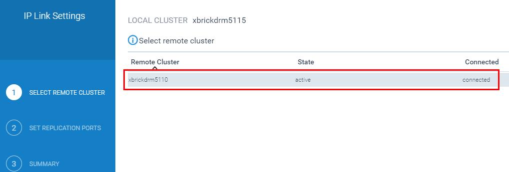 4. Select a remote cluster from the list and click next. Figure 18. Remote XtremIO Cluster Selection 5.