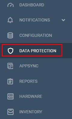 To create a Remote Protection Session, use the following procedure: 1. From the navigation menu, select Data Protection to open the Data Protection window. Figure 22. Data Protection Tab 2.