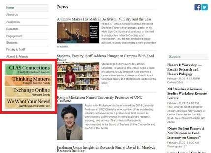 Figure 5: We Want Your News! on left-side column of CLAS landing page.