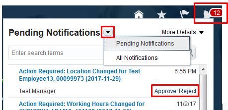 5. Apprve Pending Request HRCnnect Bell 1. Anther way t receive a ntificatin is thrugh the Bell icn within HRCnnect. Click the Bell icn lcated in the tlbar at the tp f the page after yu lgin.