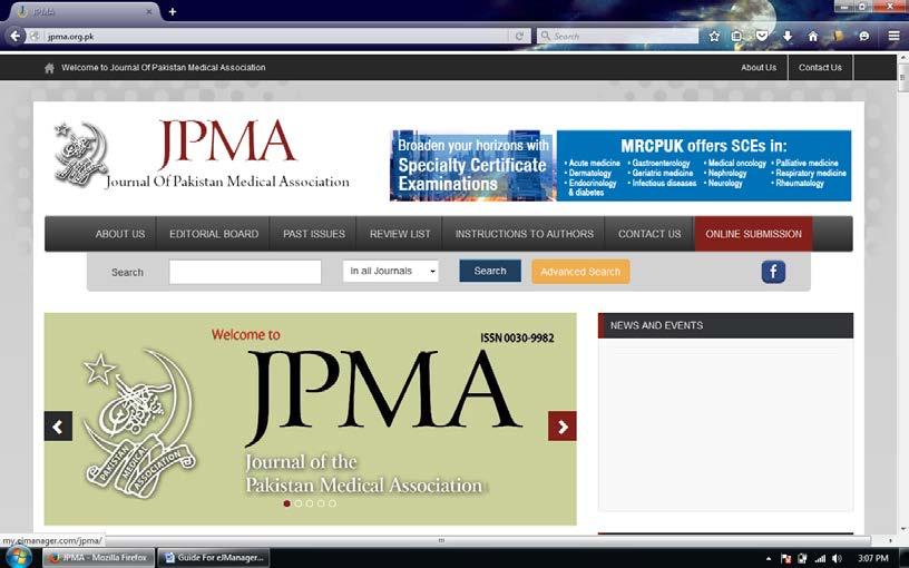 3 Accessing the ejmanager Step 1: Access the ejmanager by clicking on Online Submission from the JPMA website or by visiting http://my.