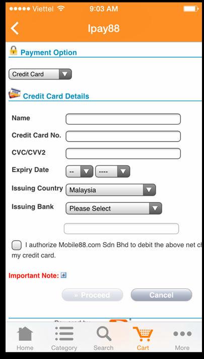 - Customers can input their payment details and tap Proceed to complete payment