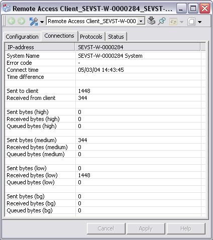 System Status Section 5 Maintenance Figure 59. Remote Access Client, Connection Tab Table 7 