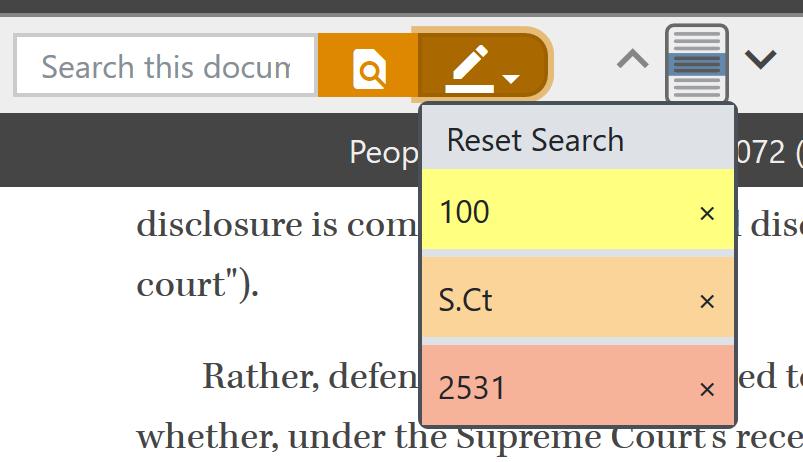 Highlighting Search Terms By default, Fastcase highlights each of your search terms when you view the full text of a document.