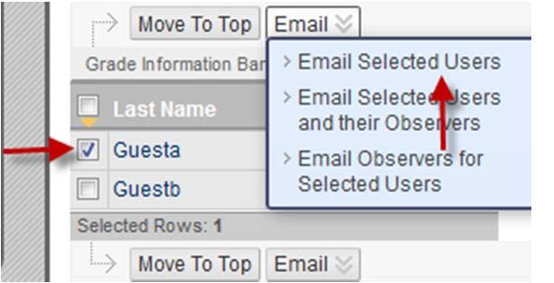 E-mailing from Grade Center From Full Grade Center, click Weighted Total drop-down arrow and select Edit Column Information.