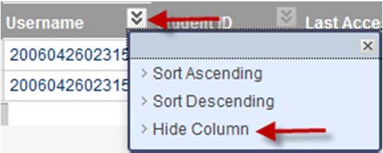 Hide Column. Click Submit.