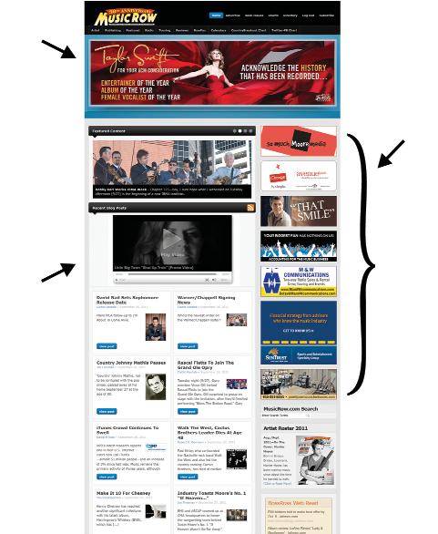 DIGITAL ADVERTISING Website The Billboard Perched atop musicrow.com, this position commands the attention of all arrivals. Also shows on all article pages (No more than three ads rotate in this spot.