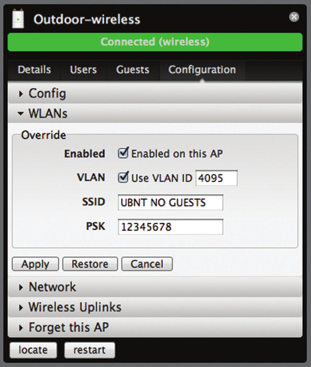 WLANs Allows the deployment of different WLANs on different Access Points.