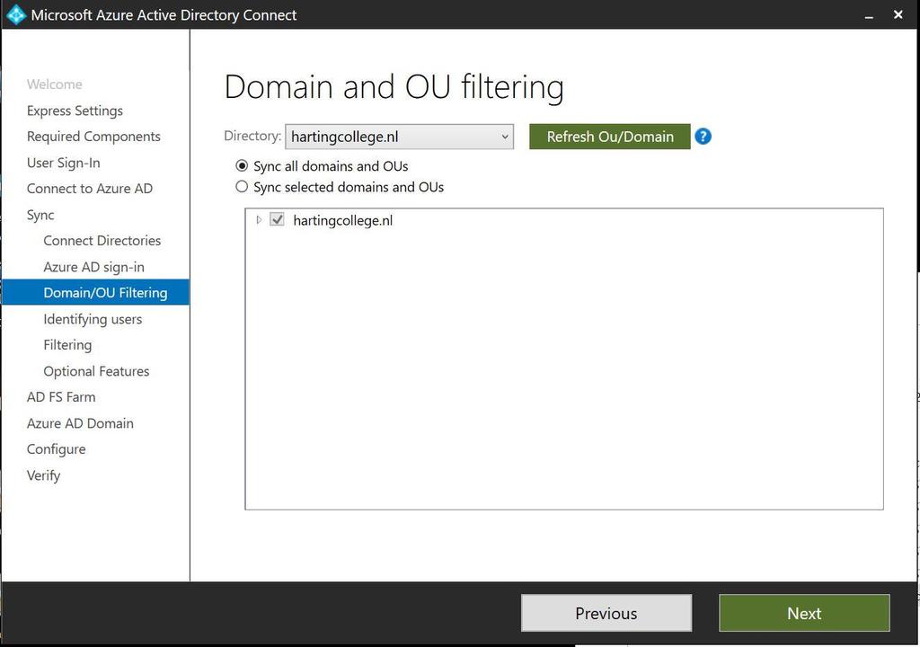 Step 9: Domain and OU filtering In this step you can select the domains