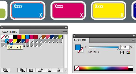 6 6.2 Making Individual Inks Dynamic 1. Open the Swatches palette. 2. Select one of the patches of your panel. 3. Click on a dynamic swatch to assign it to that ink patch.