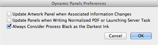 9 9. Preferences You can find the Preferences under Illustrator > Preferences > Esko > Dynamic Panels Preferences When pasting a dynamic panel in a document, the information in the panel is updated
