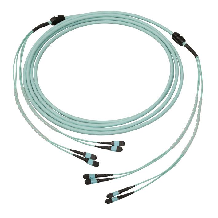 Features: Lab approved for up to 100G bit rate at 150m Pulling sleeves for safe pulling installations LSZH-FR/HFFR jacket Bend insensitive fibers MM OM3, OM4 or SM (G.