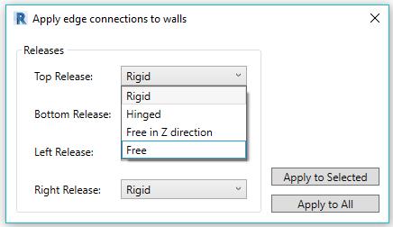 One can select one of the four predefined releases to be applied to wall edges.