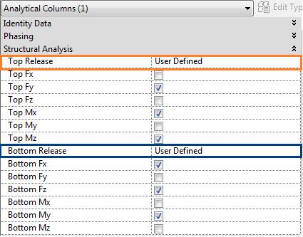 8.8. Releases of linear elements All linear analytical elements are exported from Revit to FEM-Design along with the settings of Top Release and Bottom Release.