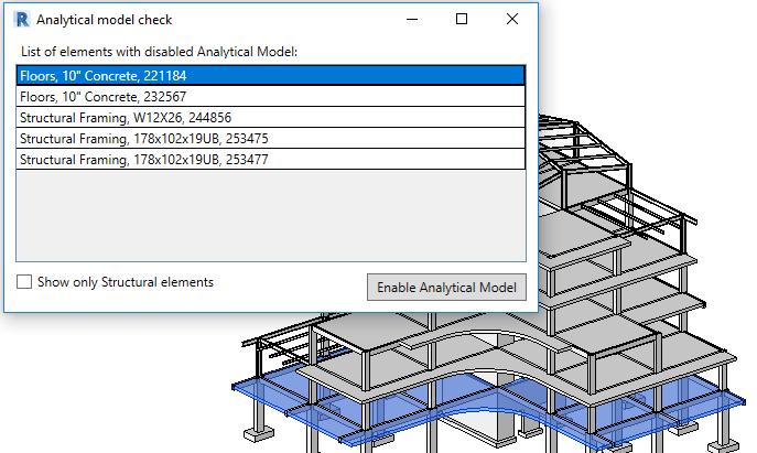 This tool gives you the following options: - Double click on one element to highlight it in the model.