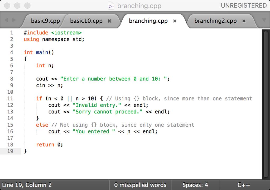Branching: if-else if (<Boolean expression>) <statement>; else <statement>; if