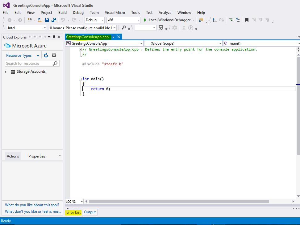 The components of the Visual Studio IDE that we will be working with are as follows: a) Code Editor Window for editing source code manually.