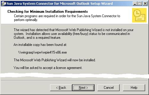 FIGURE 2 3 Setup Wizard: Checking for Minimum Installation Requirements To Install Microsoft Web Publishing Wizard Steps 1. Click Next.