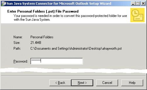 Step 7: Entering Passwords for Protected Personal Folders The screen shown in Figure 2 8 appears in the Setup procedure if any of the Personal Folders (.