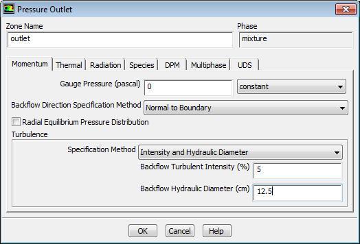 Define Boundary Conditions [Outlet] Problem Setup>Boundary Conditions.