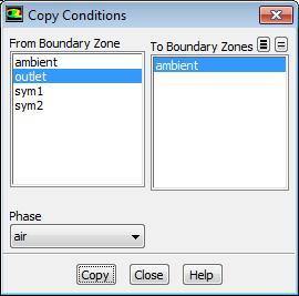 The Copy Conditions panel is a quick way of transferring common settings from one boundary to another.