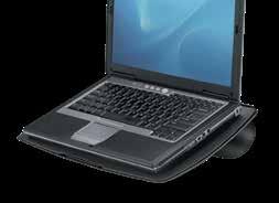 LAPTOP GORISER Portable, compact riser elevates laptop display for enhanced viewing comfort Easy to use anywhere you go on the desk, at home, or while traveling Patented SoftShock technology elevates