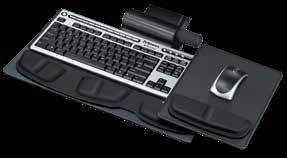 adjusts up or down to height of keyboard and mounts on left or right side of keyboard Warning Trak keeps mouse from sliding off tray PROFESSIONAL SERIES