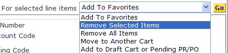 Some of the suppliers will allow you to remove an item from your shopping cart by selecting the check box at the end