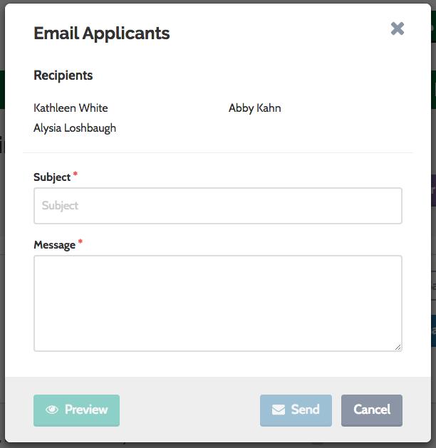All candidates will receive the same email, so you should address it generically, for example say Dear Applicant.