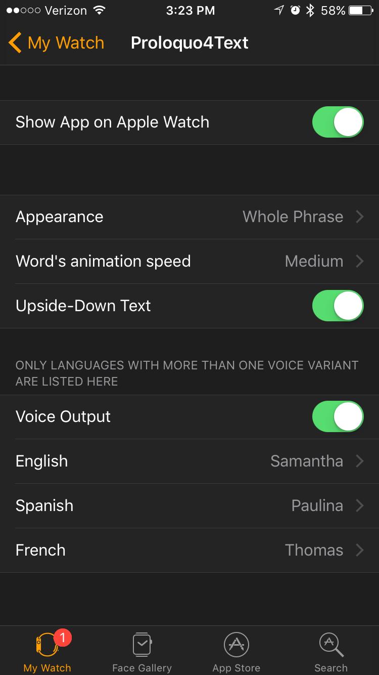 1 2 3 CUSTOMIZING Proloquo4Text for Apple Watch shows phrases stored in Proloquo4Text s Apple Watch category (3).