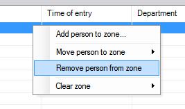 Remove person from zone: You can remove a person or people from a Zone simply by highlighting them in the Zone
