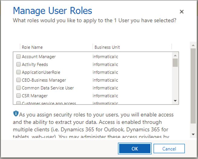 9. Click OK. 10. You will need to enter the application ID, keystore file, keystore password, key alias, and key password when you create a connection in Informatica Cloud.