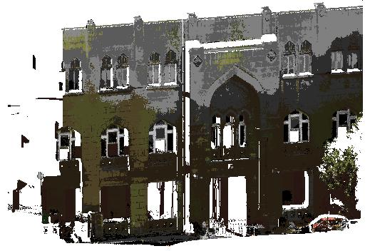 Fig. 3: Shows the 3D model (point cloud model) of the survey facade on the AUTOAD software environment.