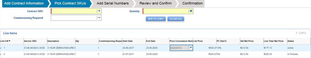 14. Once the start date is changed click in the Active line and system will pro-rate pricing on the In process line as per the new