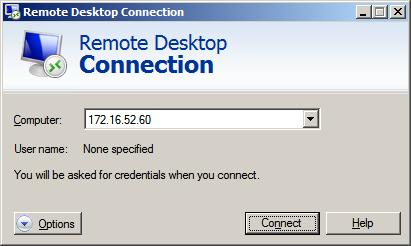 On the web client, select <Windows> + <R> mstsc to call the Remote Desktop connection. 2. In the Computer field, enter the IP address of the web server.