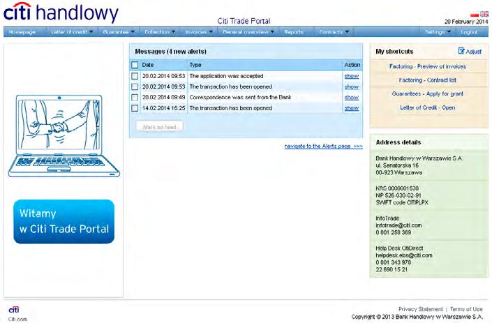 1. Login A detailed description of how to log into the CitiDirect system has been described in a different, dedicated manual available at: http://www.citihandlowy.