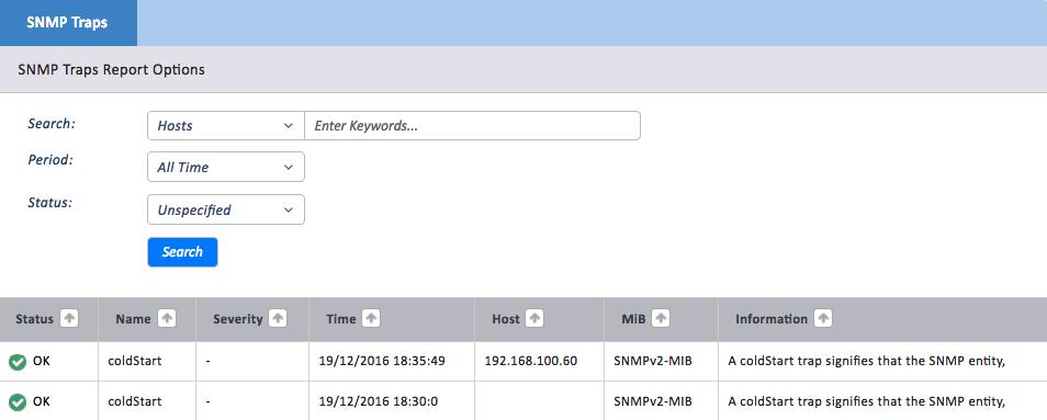 Search: Allows searching within the SNMP traps history, by this criterion: 6.1.