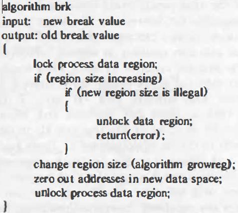 THE SHELL: Figure 6.9: Algorithm for brk The shell reads a command line from its standard input and interprets it according to a fixed set of rules.