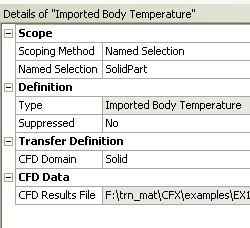 Thermal Body Load Transfer to Mechanical Temperature body loads are transferred from Fluent to a Mechanical